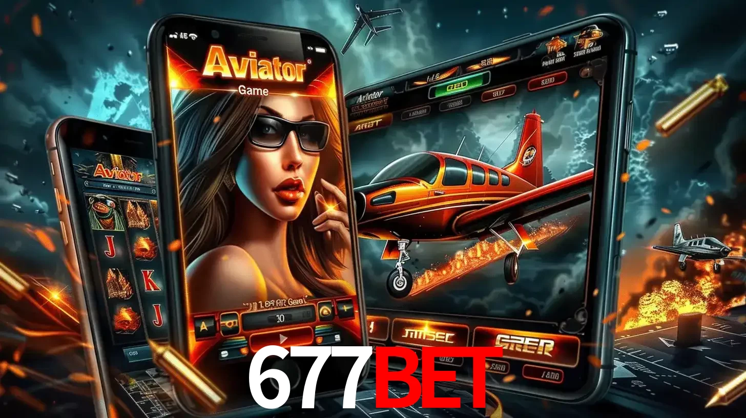 O popular jogo de apostas Aviator exibido em vários celulares e tablets, mostrando a interface emocionante e a ação de voo disponíveis para jogar agora no 677bet.