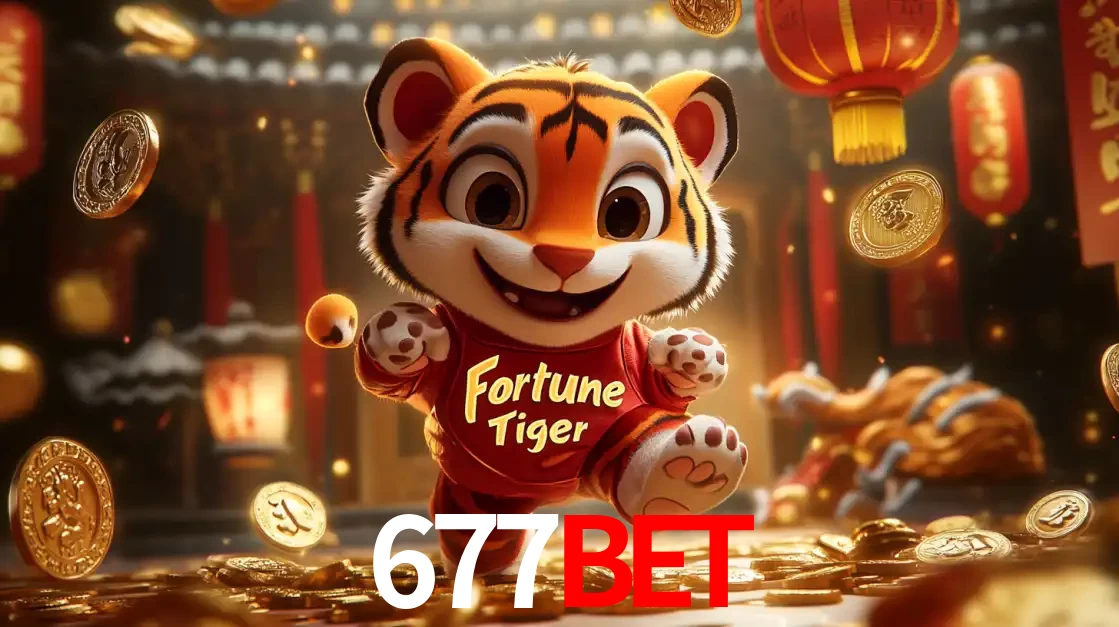 O alegre personagem do Fortune Tiger correndo sobre um caminho de moedas de ouro, simbolizando os grandes prêmios e a diversão do popular jogo de slot do 677bet.