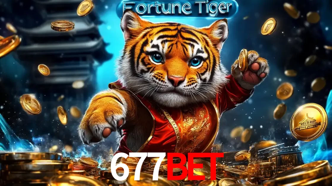 Imagem promocional do jogo de slot Fortune Tiger, com um tigre majestoso em traje tradicional cercado por uma fortuna em moedas de ouro, disponível agora no cassino 677bet.